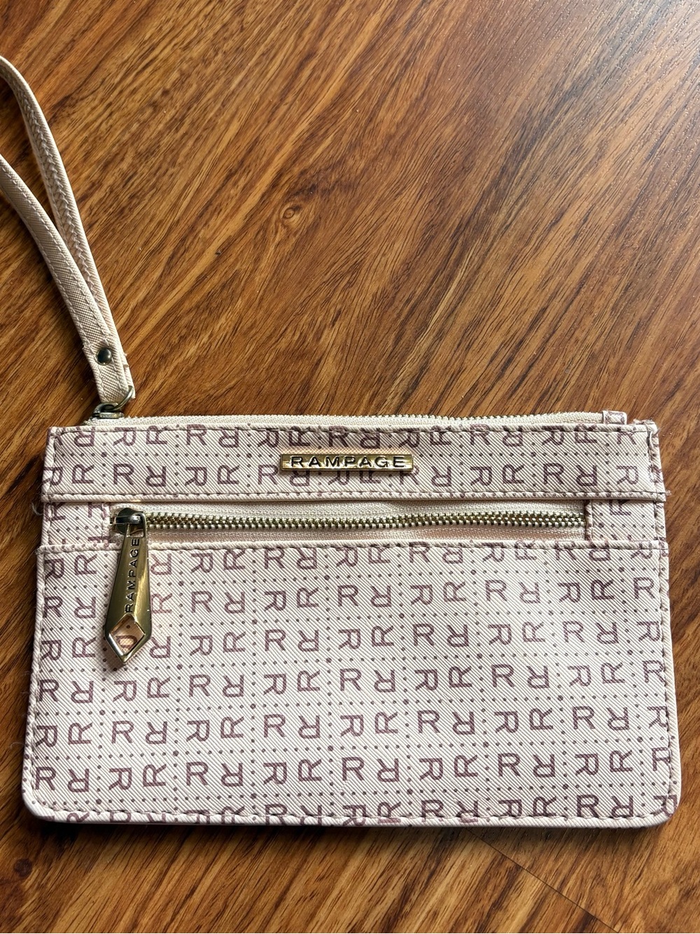 Rampage Light Pink Monogram Wristlet with Gold Hardware *see description*